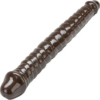 Vibrátor Sensual D46 Oboustranné flexibilní dildo 28 cm, hnědé