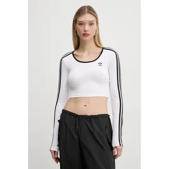 Pánské tričko Tričko s dlouhým rukávem adidas Originals 3S LS CROP JD4625 bílá 00X, vel. L
