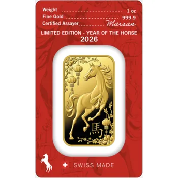 Argor Heraeus 1 OZ Rok Koně 2026 - Investiční zlatý slitek