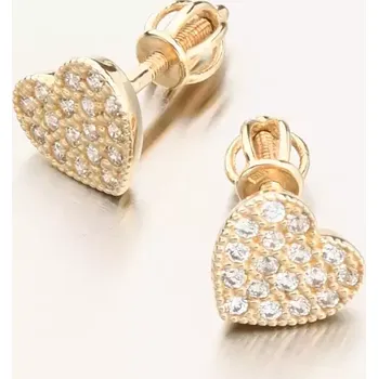 Náušnice Dámské náušnice žluté zlato 585 srdce se zirkony 663P-120440