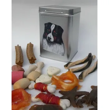 Chovatelství Australský ovčák - plechová dóza s pamlsky pro psy (30 pamlsků)