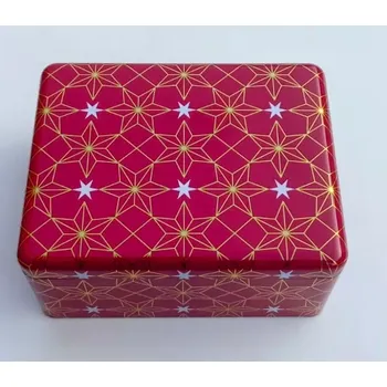 Dóza na potraviny Vánoční plechová dóza červená s hvězdami