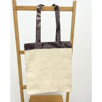 B.E.S. - Petrovice, s.r.o. Látková taška - 31x33cm - vzor Béžová s hnědým lemem