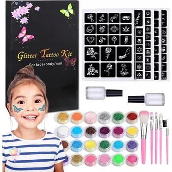 Tetování VELKÁ SADA NA VÝROBU TETOVÁNÍ KREATIVNÍ ŠABLONY TŘPYTIVÉ TETOVÁNÍ XXL