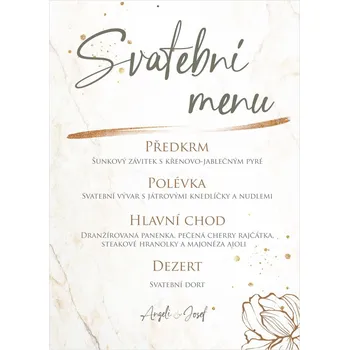 Svatební dekorace Svatební menu 318