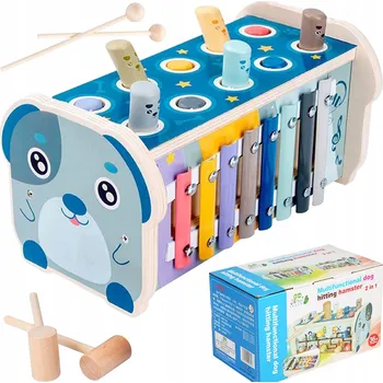 Dřevěná hračka DŘEVĚNÁ VKLÁDAČKA MONTESSORI VZDĚLÁVACÍ HRAČKA PRO DĚTI S KLADÍVKEM