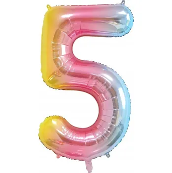 Balónek FÓLIOVÝ BALÓNEK K NAROZENINÁM 100 CM 1 M VELKÝ ČÍSLICE 5 NA HELIUM BAREVNÝ METALICKÝ