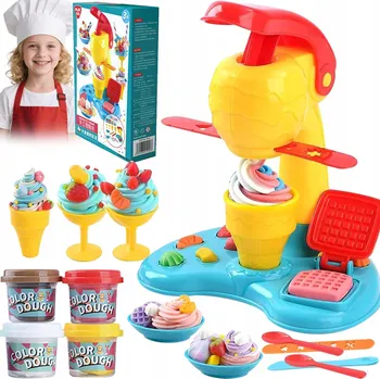 Výtvarná sada Sada na výrobu zmrzlinových dezertů – zmrzlinovač modelína, 4 barvy modelíny