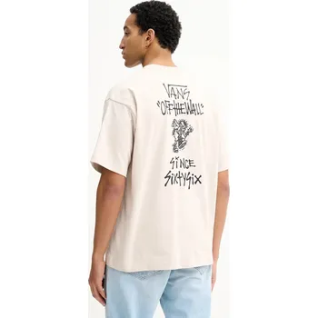 Bavlněné tričko Vans VN000RD4EN91 béžová 80X, vel. S