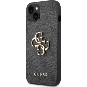 Kryt na mobil Guess PU 4G Metal Logo Zadní Kryt pro iPhone 14 Grey