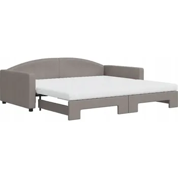 Pohovka Rozkládací lehátko-pohovka 223x110x75 cm taupe se 2 pěnovými matracemi