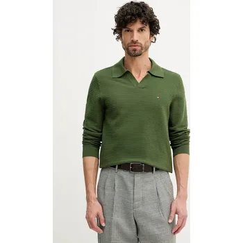 Pánský svetr Bavlněný svetr Tommy Hilfiger pánský, zelená barva, MW0MW41644 78X, vel. XL
