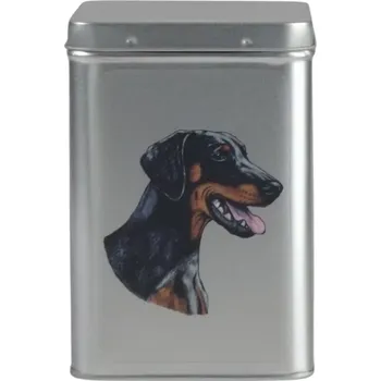 Dóza na potraviny Plechová dóza - dobrman (objem 1,5 l)