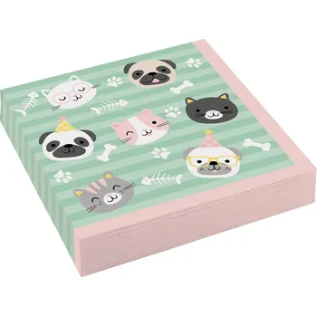 Papírový ubrousek Ubrousky Happy Animals 33 cm 20 ks, vícebarevné