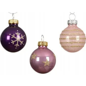 Vánoční dekorace Vánoční Baňky zdobené kulatou barvou růžové/mix 3 cm 9 ks