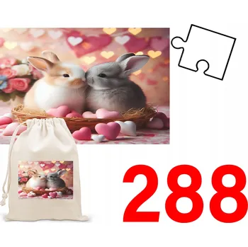 Obraz PUZZLE 35 DÍLKŮ. SKLÁDAČKA DÁREK KRÁLÍČCI SLADKOSTI + SÁČEK S POTISKEM