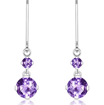 Náušnice Tari S Amethyst - stříbrné náušnice s fialovým amethystem