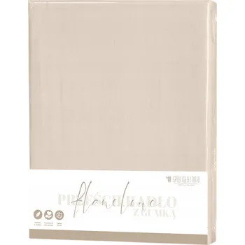 Prostěradlo PROSTĚRADLO FLANELOVÉ S GUMOU BAVLNĚNÉ BÉŽOVÉ 140x200 +30cm ZÁLOŽKA