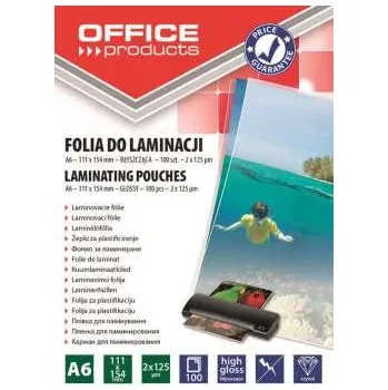 Laminátor Laminovací kapsy OFFICE PRODUCTS A6,125 mic, lesklá,100 ks