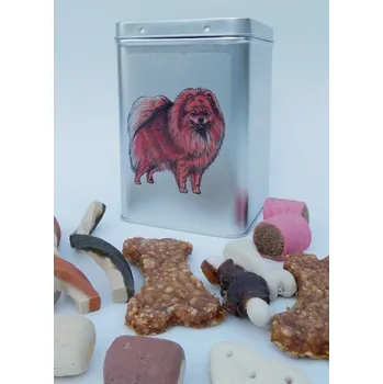 Chovatelství Špic oranžový - plechová dóza s pamlsky pro psy (30 ks pamlsků)