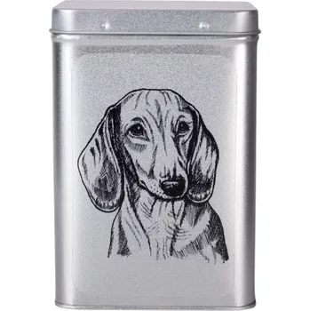 Dóza na potraviny Plechová dóza - jezevčík hladkosrstý čb (objem 1,5 l)