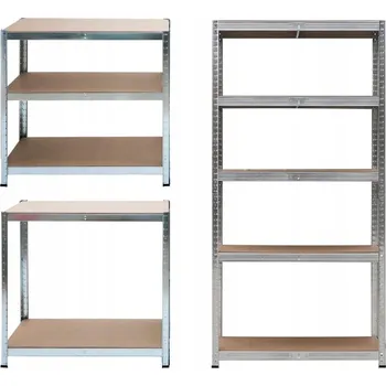 Dílenský regál Kovový skladový regál 2v1, 5 polic 180x90x40 cm Bauerkraft