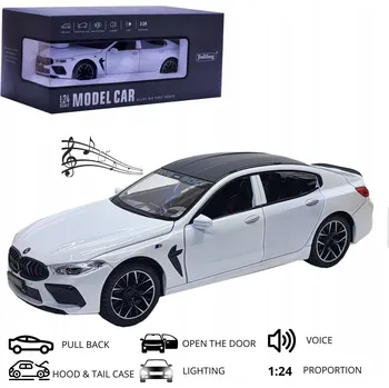 autíčko AUTO Model BMW M8 800 Kovové Bílé 1:24 otevírací dveře LED zvuk