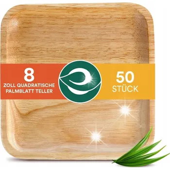 Talíř Na Jedno Použití čtvercové talíře z palmových listů 50.szt 20 cm