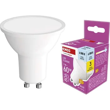 Žárovka EMOS ZQ8E44 LED žárovka Classic MR16 7W (ekvivalent 60W) 806lm GU10 studená bílá