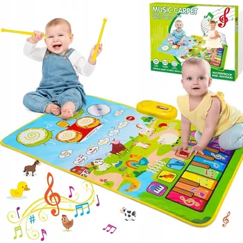 Hudební nástroj pro děti Interaktivní Vzdělávací Podložka pro Děti Zvuky Zvířat a Hudební Nástroje 3v1