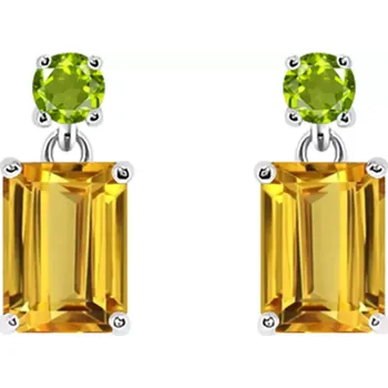 Náušnice Glim Golden Citrine + Peridot - stříbrné náušnice se zlatým citrínem a olivínem