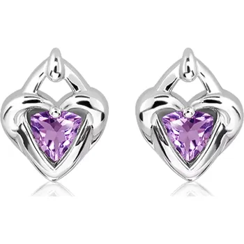 Náušnice Sonet S Amethyst - stříbrné náušnice s amethystem