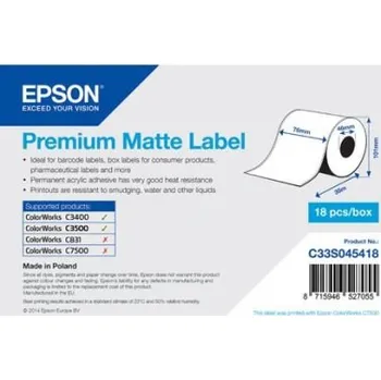 EPSON Premium Matte Label - Continuous Roll: 76mm x 35m (C33S045418)
