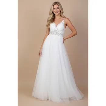 Dámské šaty EVA & LOLA Svatební šaty se šněrováním ANOUKE Barva: Bílá, Velikost: L