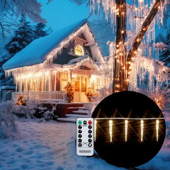 Vánoční dekorace DEU Vánoční svítící rampouchy, venkovní 80LED s ovladačem
