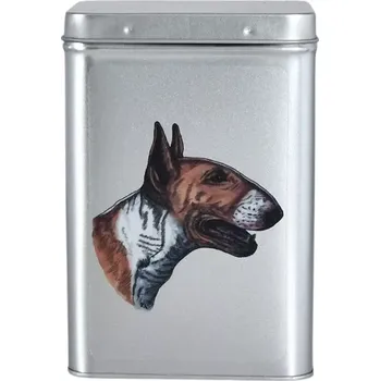 Dóza na potraviny Plechová dóza - bulteriér zlatobílý (objem 1,5 l)