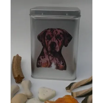 Chovatelství Leopardí pes - plechová dóza s pamlsky pro psy (30 pamlsků)