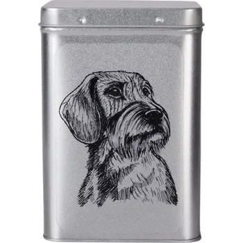 Dóza na potraviny Plechová dóza - jezevčík drsnosrstý čb (objem 1,5 l)