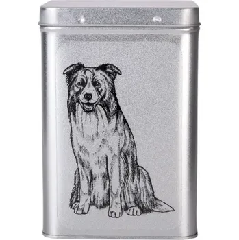 Dóza na potraviny Plechová dóza - border kolie sedící (objem 1,5 l)