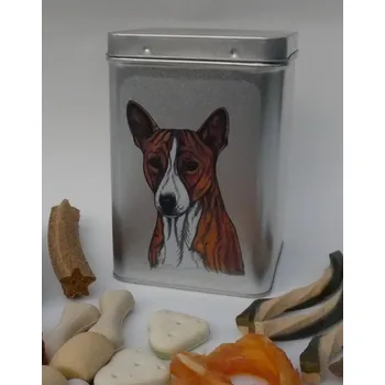 Chovatelství Basenji - plechová dóza s pamlsky pro psy (30 ks pamlsků)