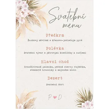 Svatební dekorace Svatební menu 256