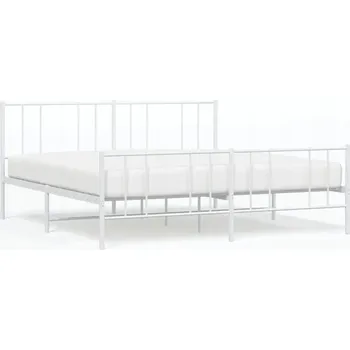 Postel Bílý kovový rám postele 207 x 198 x 90 cm s úložným prostorem