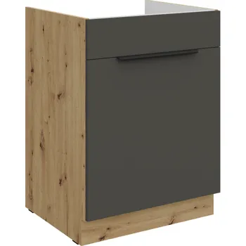 Kuchyňská skříňka 60 ZL 1S BB, Spodní kuchyňská zásuvková skříňka PREMIUM BOX, pod dřez Aria grafit​/artisan