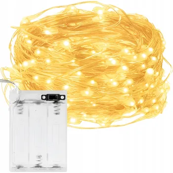 Vánoční dekorace LED Vánoční světýlka Drátek na baterie, dekorativní, 100 LED, teplá bílá, 10 m