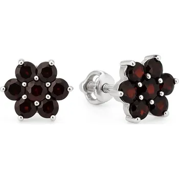 Náušnice Stříbrné náušnice s Granáty - šroubek