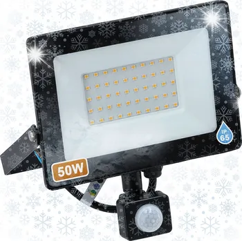 LED Halogenový Reflektor s Pohybovým Čidlem 50W 4250lm 3000K Teplá Barva