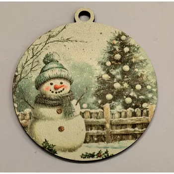 Vánoční dekorace Vánoční výřez baňka - vánoční obrázek - Sněhulák č.6