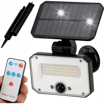 Venkovní osvětlení Solární Lampa LED Nástěnná Halogen 2v1 850LM 4500K Nastavitelný Držák + Dálkové Ovládání