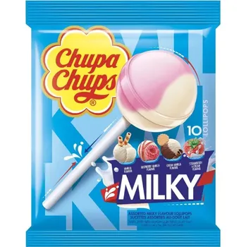 Bonbon Lízátko CHUPA CHUPS MILKY 10 ks / 120g (Chupa chups mléčná lízátka ve 3 příchutích )