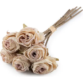 umělá květina Umělá růže vintage svazek - 1 béžová světlá